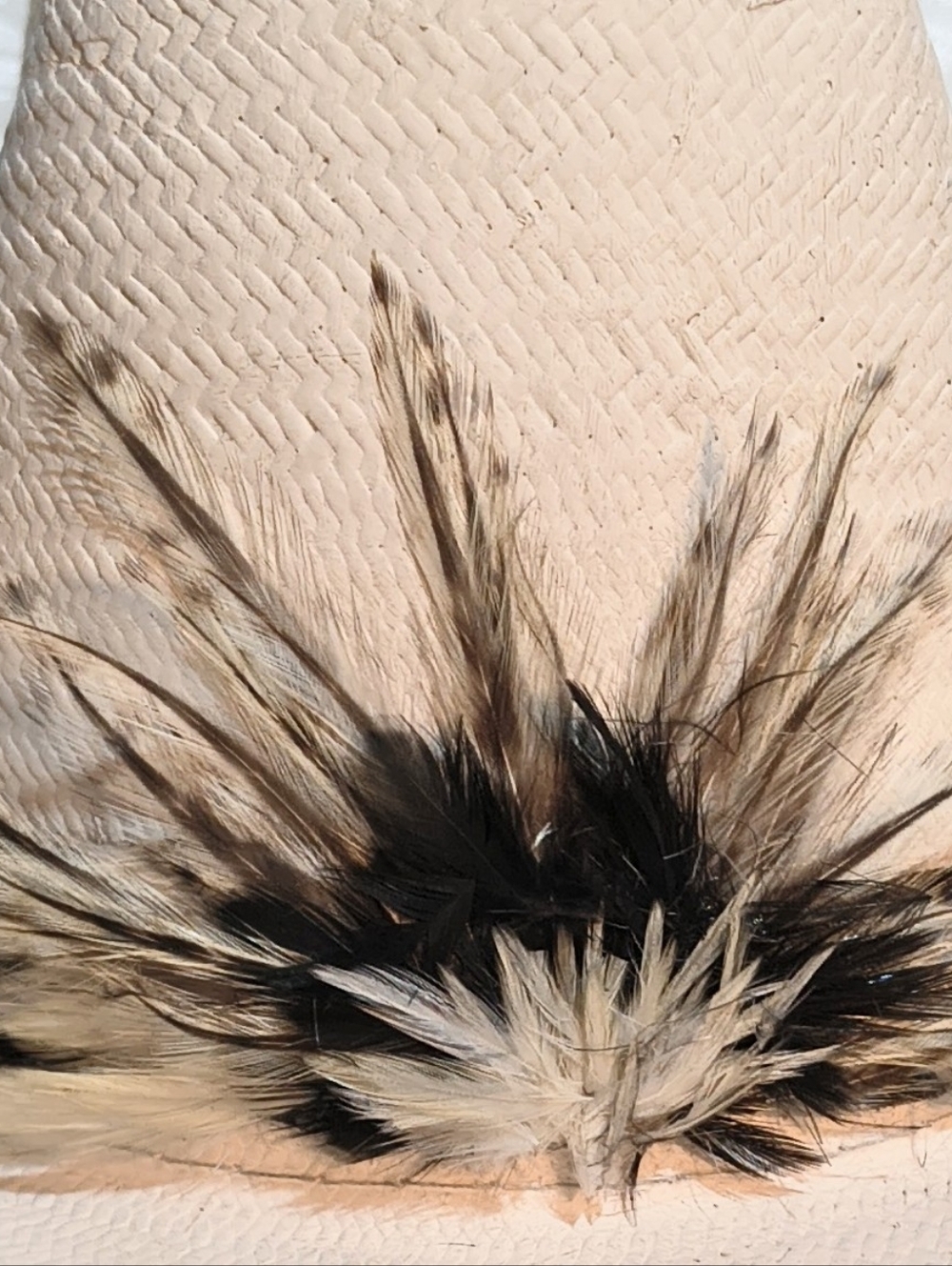 Men's Stetson Straw Cowboy Hat "Roadrunner" 7, Vintage With New Feather Hat Band - Picture 3 of 9